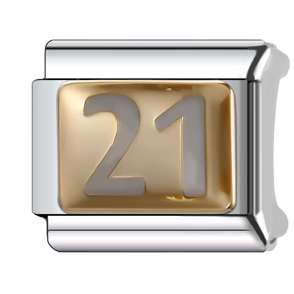 New Women's Gift number with shine stone Bead Italian Charms Links Bangle Beads Fit 9mm Stainless Steel Bracelet Making DIY For Women Fashion Jew