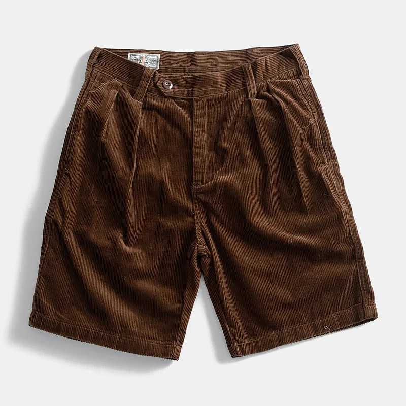 Summer new mens fashion casual loose vintage corduroy cargo shorts Y240914