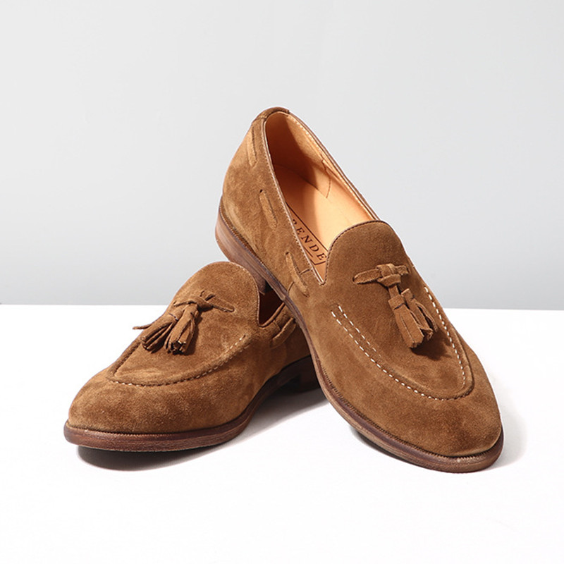 Italian Style Men's Loafers Tassel Genuine Suede Leather Comfortable Slip on Wedding Party Dress Shoes for Men Casual Shoes