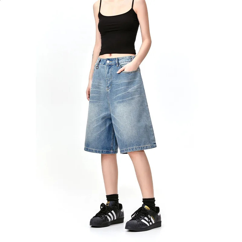 MADE EXTREME Retro Denim Cropped Jorts Heavy Summer Casual Shorts for Men Y2k Jeans 240909