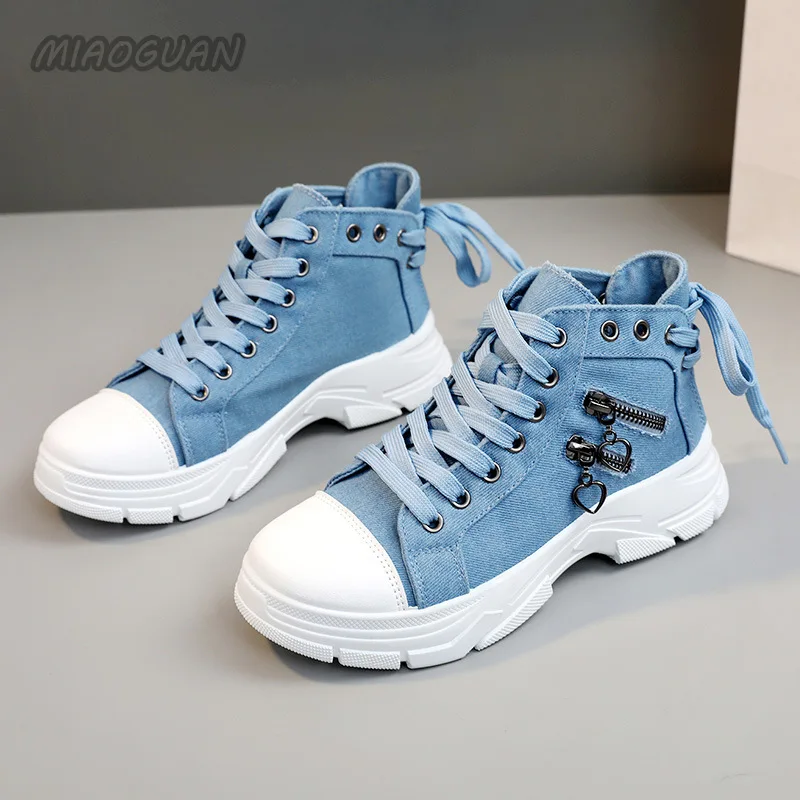 Denim Women New Casual for Ladies High Top Canvas Shoes Women's Lace Up Platform Sneakers atillas De Deporte 86e1 's Platm porte ad1a 86e0