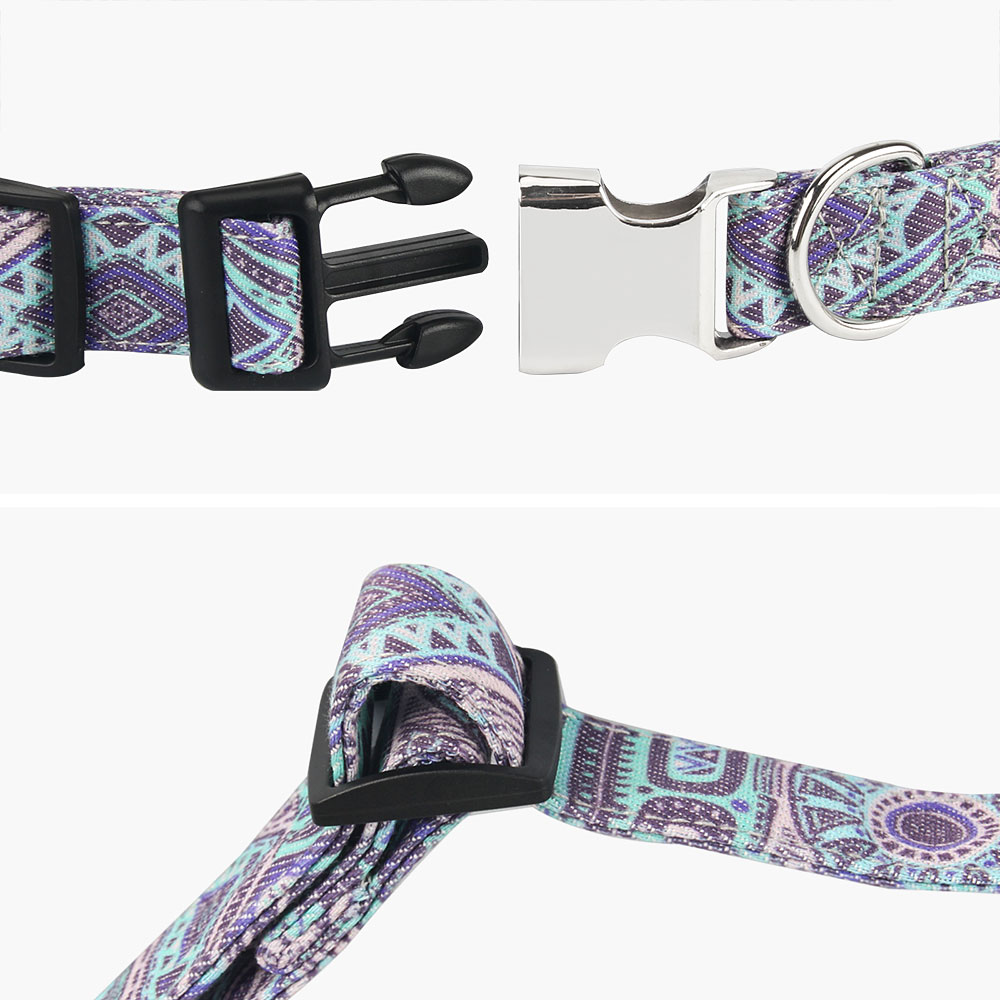 Dog Collar Personalized Flower Pattern Durable Adjustable Nylon Collar Bohemian Pet Collar for Puppy,Medium Dog,Big Dogs and Cat