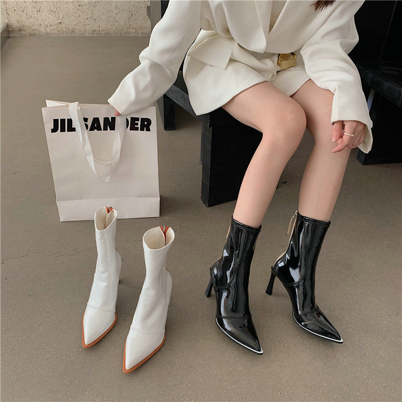 Winter Autumn Fashion Patent Leather Women Knee High Heels Female Boots Shoes 6486