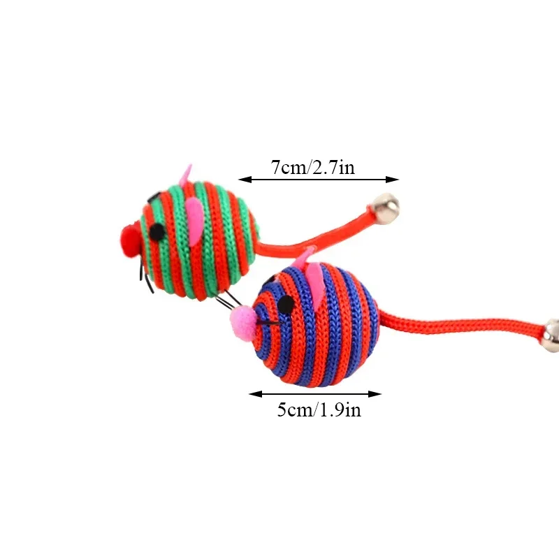 Toy Lovely Stripe Nylon Rope Round with Bell Chew Cat Toys Interactive Mouse Ball Pet Products