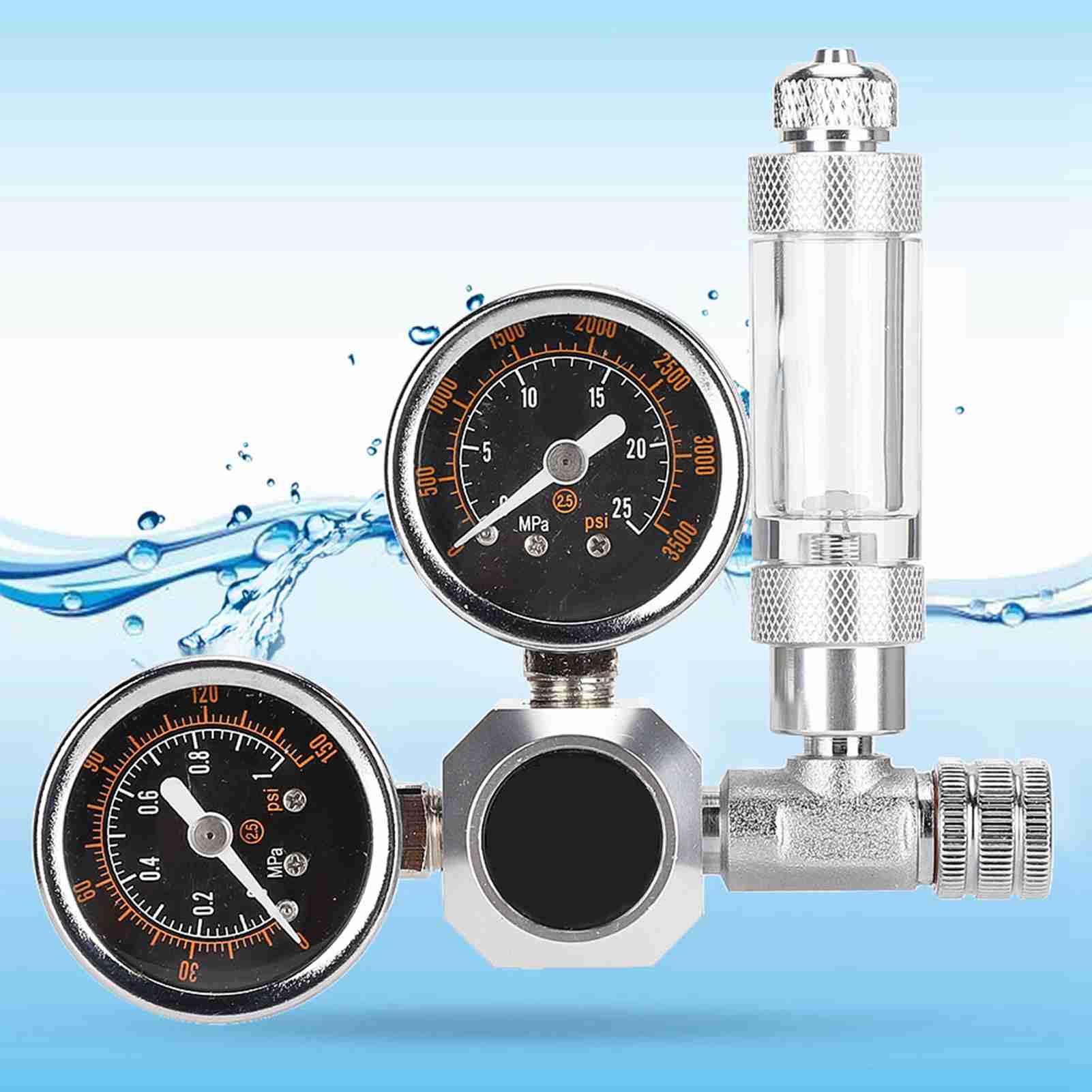 CO2 Regulator Aquarium Dual Gauge Display With Bubble Counter And Check Valve G5/8 W21.8