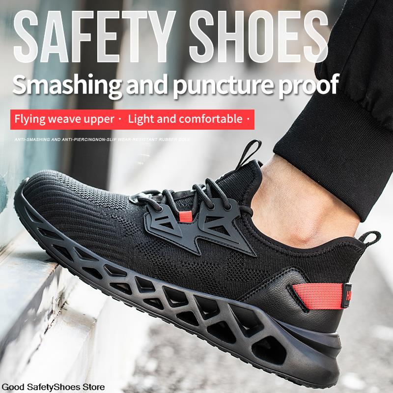 Indestructible Lightweight Women Sneakers Breathable Anti-Smash Safety Boots Steel Toe Men Work Shoes 4f2b