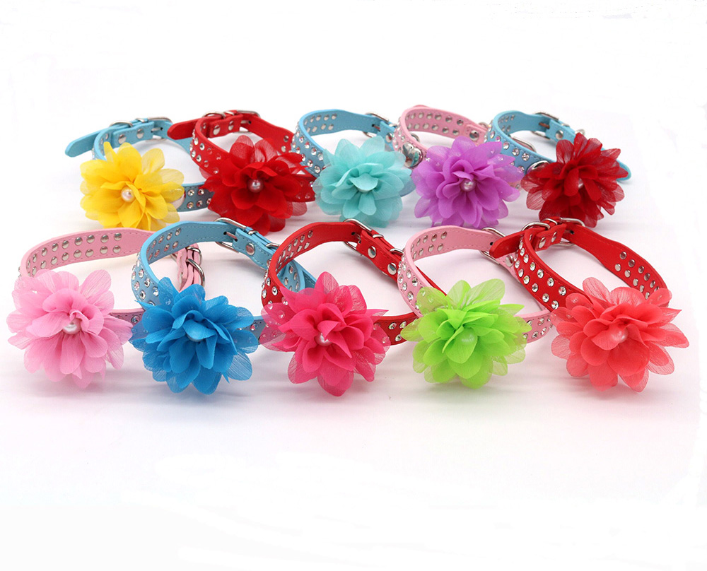 50/100PS Flower Collar For Dogs Slidable Pear Pet Dog Bowtie Collar Spring Dog Bow Tie For Small Dogs Dog Grooming Accessories