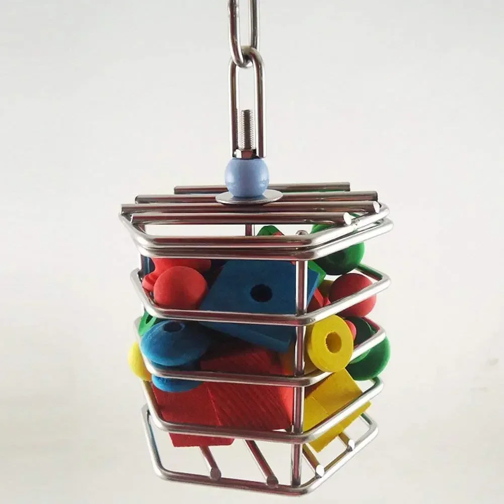 Stainless Steel Forager Puzzle Foraging Cage Fruit Blue Bird Toy Parrot Bite Toy Bird Accessories Parrot Toys Bird Toys