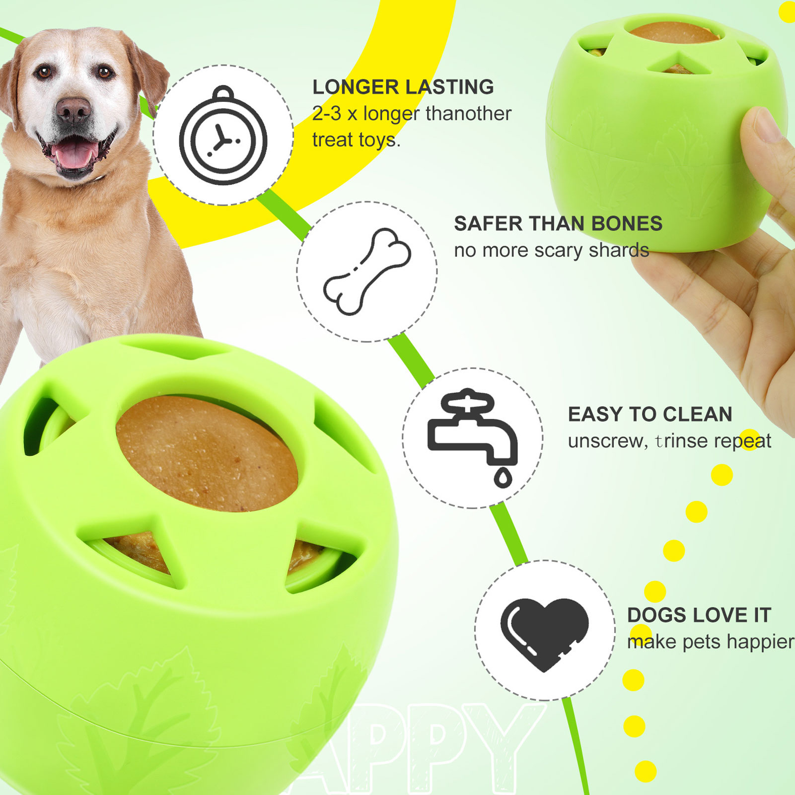 Pet Leaky Food Ball, Multipurpose Fun, Teeth Grinding, Bite Resistance, Rubber Interactive Dog Toy for Dogs, Pets