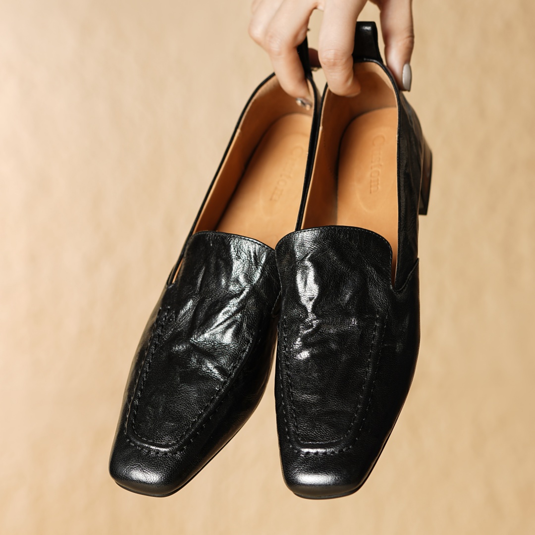 Spring 2024 new plus size 34-42women's sheepskin slip-on flats loafers high quality soft comfortable square toe New moccasins shoes 903a