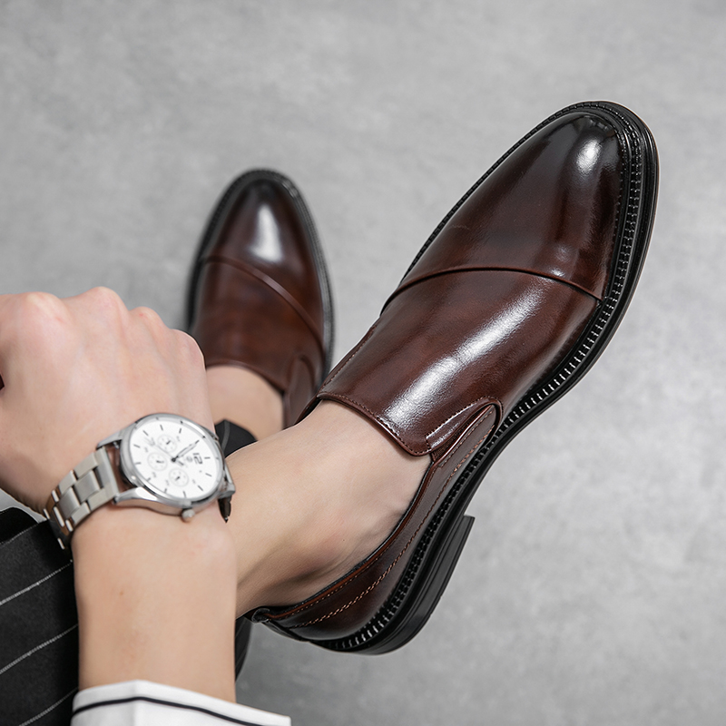Pointed Fashion Toe business Dress Black Loafers New Leather Oxford Men Formal Mariage slip on Wedding party Shoes 1adb