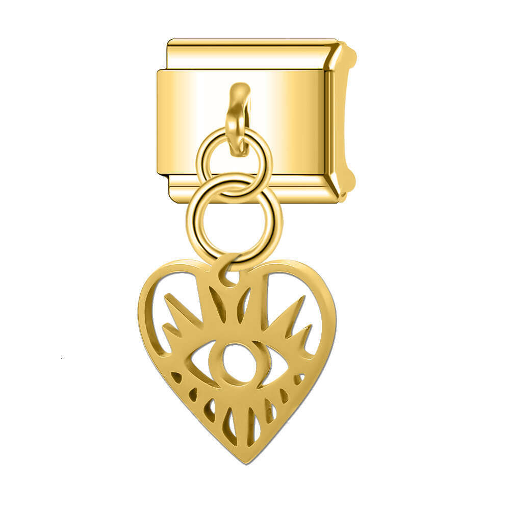 New Women's Gift Heart pendant bead Italian Charms Links Bangle Beads Fit 9mm Stainless Steel Bracelet Making DIY For Women Fashion Jewelry