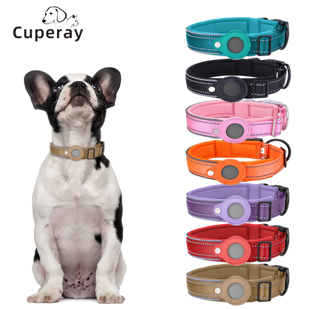 AirTag Dog Collar, Reflective Airtag Dog Collars,Thick Padded Integrated AirTag Dog Collars Holder for Small Medium Large Dogs