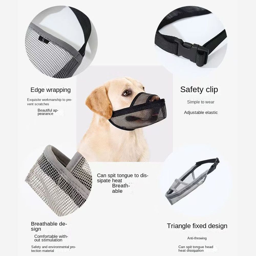 Durable Anti Barking Dog Muzzle Adjustable Breathable Dog Protection Muzzle Drinkable Mask for Dogs For Small Large Dogs