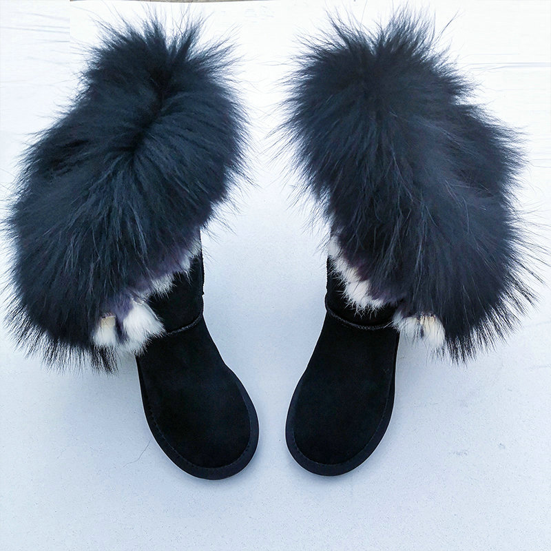 Men Winter Fur Snow Super Booties Sheepskin Wool Plush Platform Shoes Boots for Women Botines De Mujer 3510