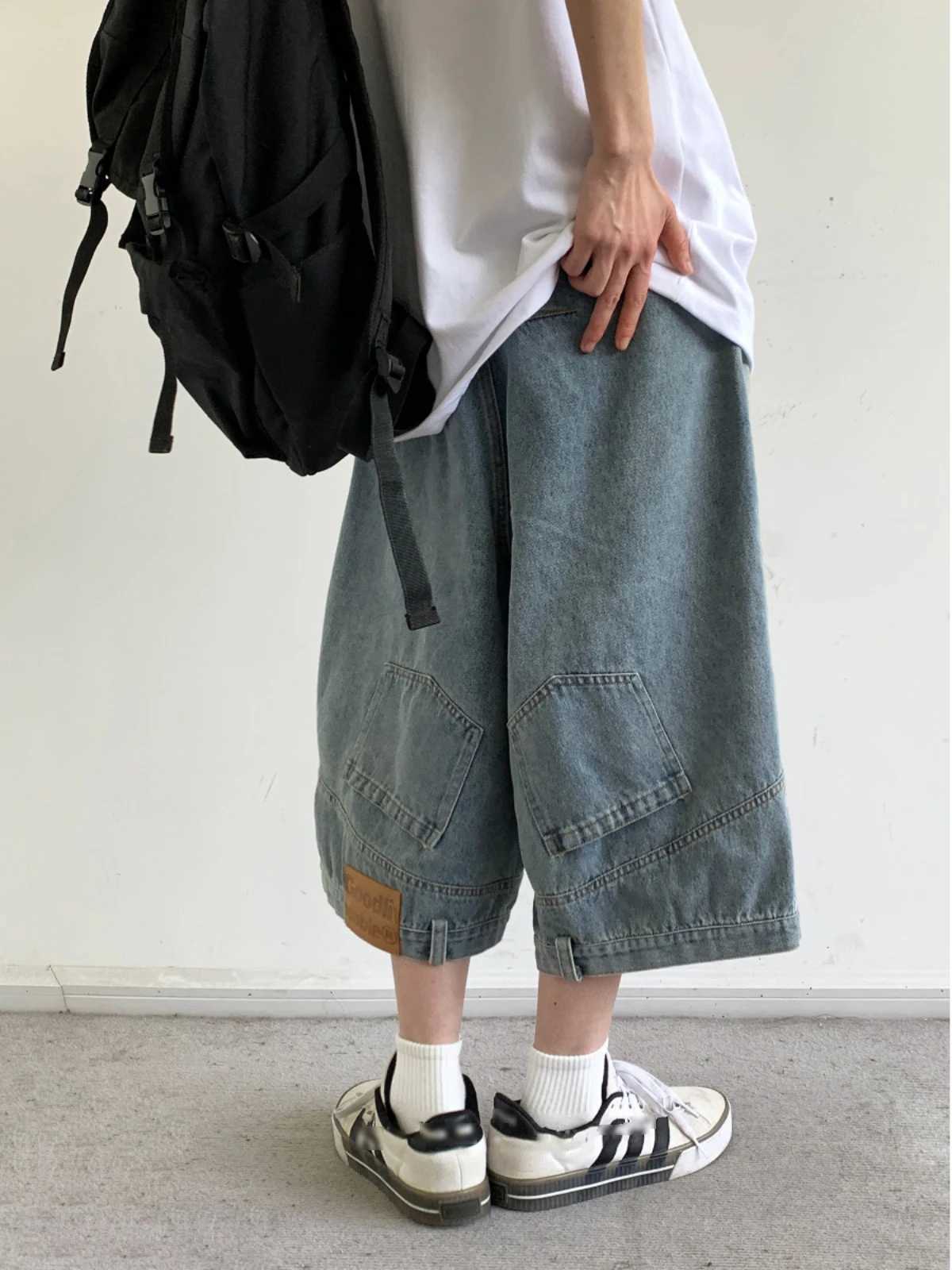 Summer Korean Hip Hop Denim Shorts Men Women Streetwear Skateboard Jeans Preppy Harajuku Casual Cargo Capri Trousers UnisexX240914