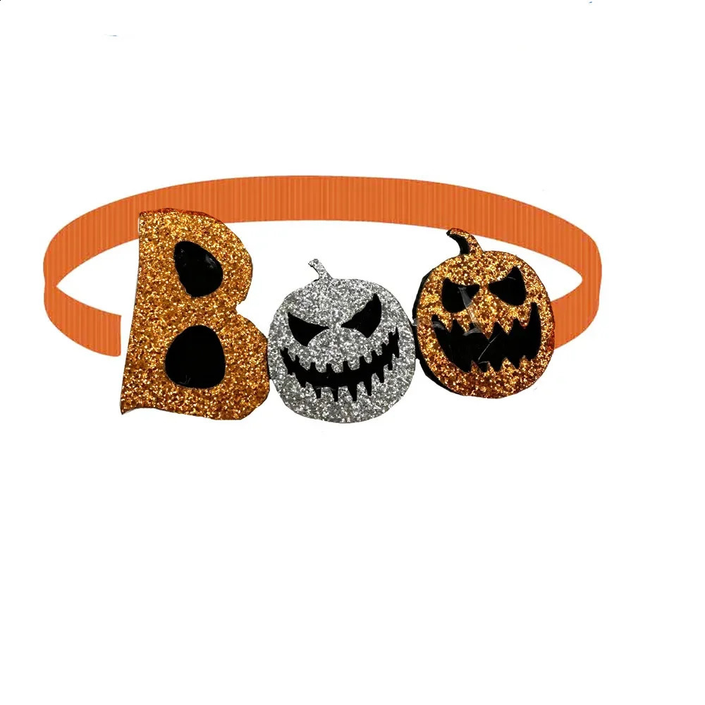 50 Halloween mixed color dog bow ties puppy pet necklaces skull pumpkin style pet grooming accessories 240914