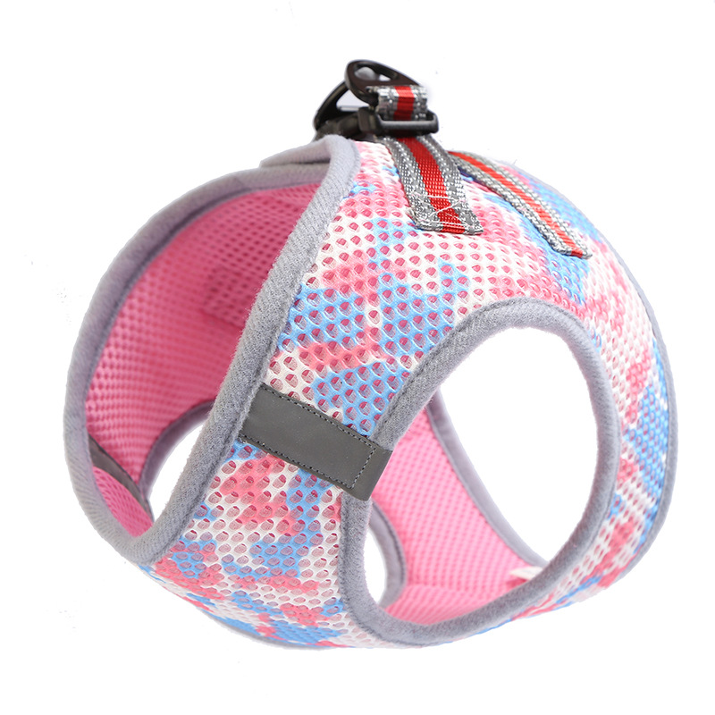 Camouflage Pet Harness Thickened Mesh Comfortable Breathable Adjustable Reflective Dog Harness and Leash Set, Fits Cats and Dogs
