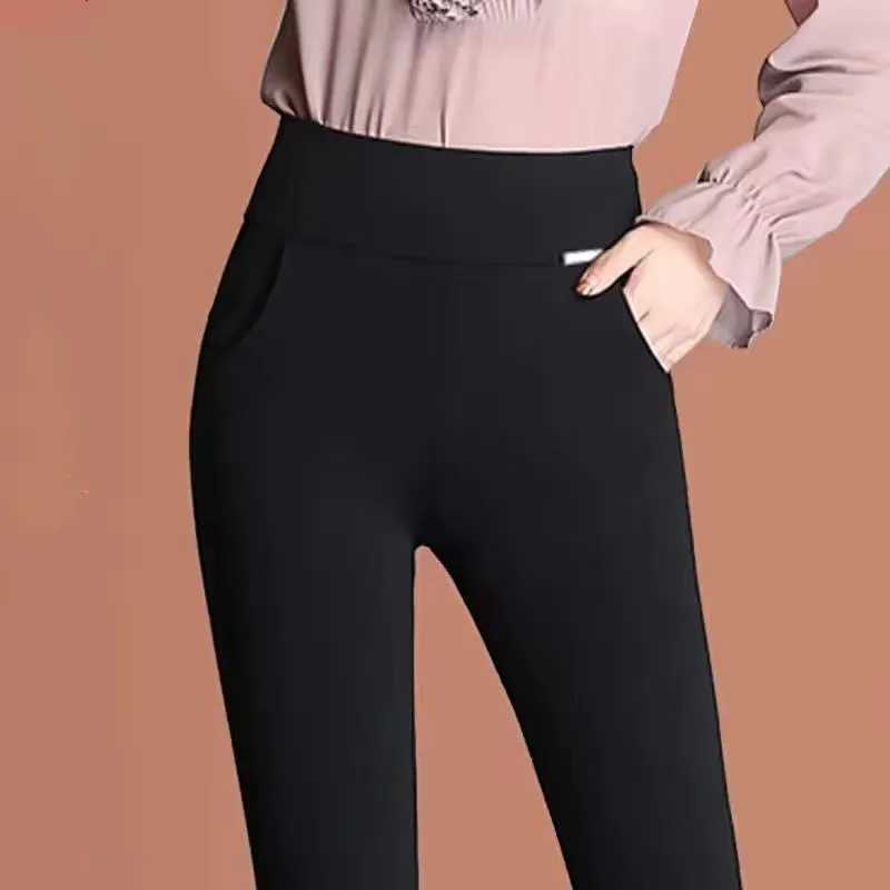Winter Thick Leggings Women Velvet Warm Stretch Pencil Pants High Waist Skinny Black Solid Fitness Trousers Y2K Clothes P9176X240914