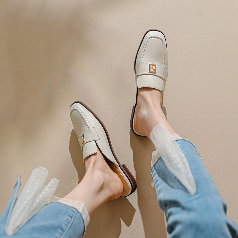 2024 Spring/Summer Women's Sandals Women Shoes Genuine Leather Solid Slippers Shoes for Women Women Slippers Mules Flat Shoes
