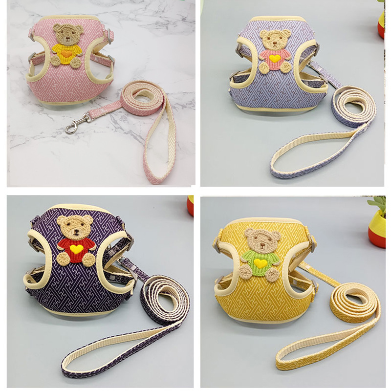 Adjustable Pet Leash Vest Style Dog Chest Harness and Leash Set Mesh Breathable Suitable for Small Medium Dogs & Cats Supplies