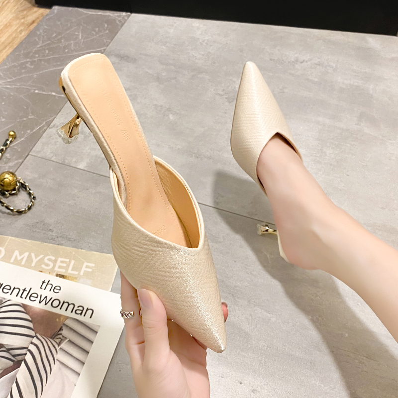 Beach Women's Shoes Trends Womens Pointed-Toe High Heel Pumps Ladies Designer Heels Mules Slippers 4d79 s