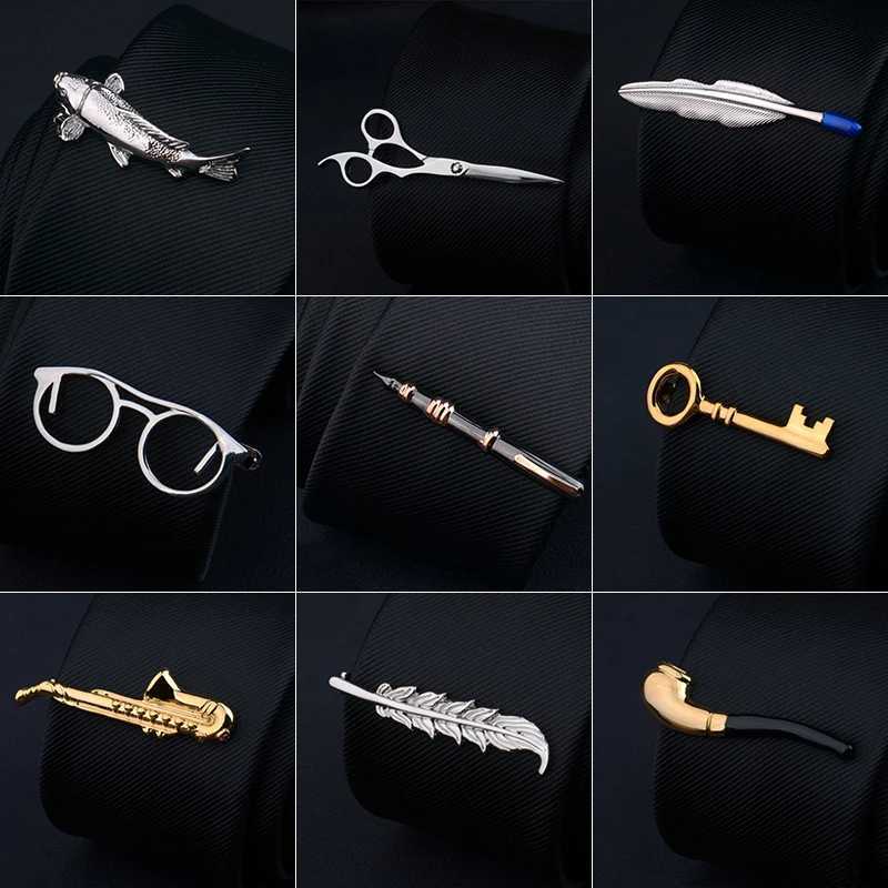 Mens Metal Tie Clip Airplane Beard Pen Guitar Feather Shape Necktie Clips Fashion Business Wedding Party Bar Tie AccessoriesX240914