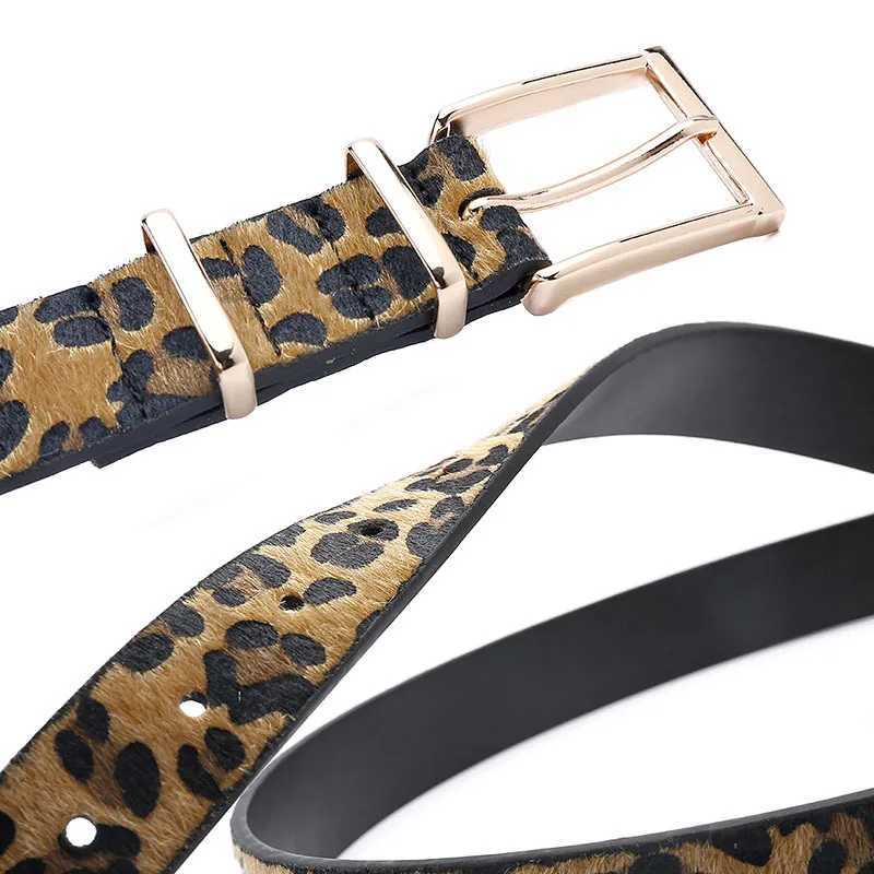 Fashion Retro Female Leopard Horsehair Belt Metal Buckle Pu Belt Accessories for Women Hot SalesX240914