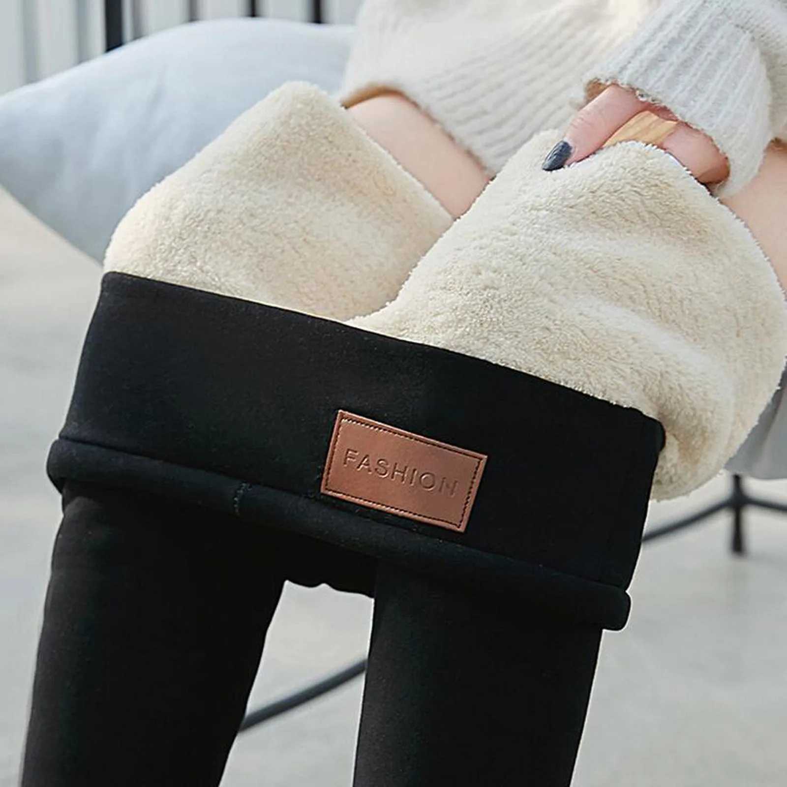 Women Pants Warm Winter Thick Velvet Legging High Waist Black Leggings Compression Thick Lamb Wool Pants Cold Resistant PantsX240914