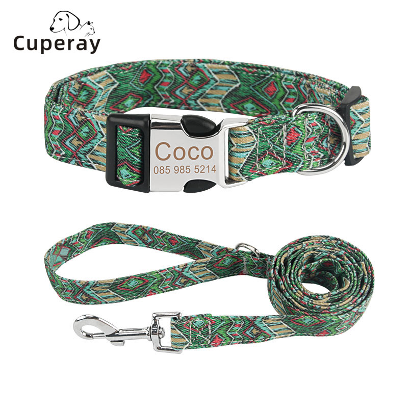 Dog Collar and Leash Set Combo Safety Set Adjustable Collars for Daily Outdoor Walking Running Training Small Medium Large Dog