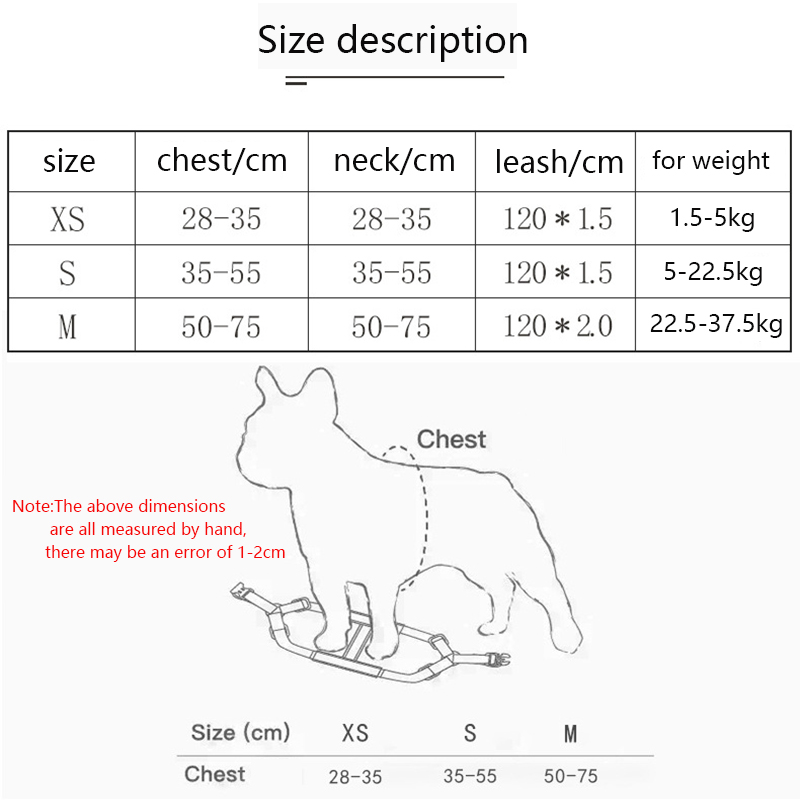 Dog Harness and Leash Set, Vest Style Dog Harness with Contrasting Color for Outdoor Travel & Training Medium & Small Dogs Cats