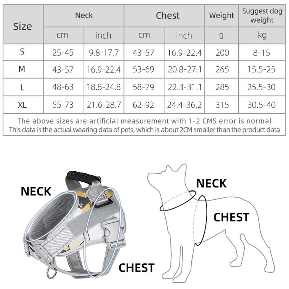 Oxford Cloth Pet Harness Reflective Explosion-proof Vest Type Dog Harness with Close-range EVA Rubber Control Handle Pet Supplie