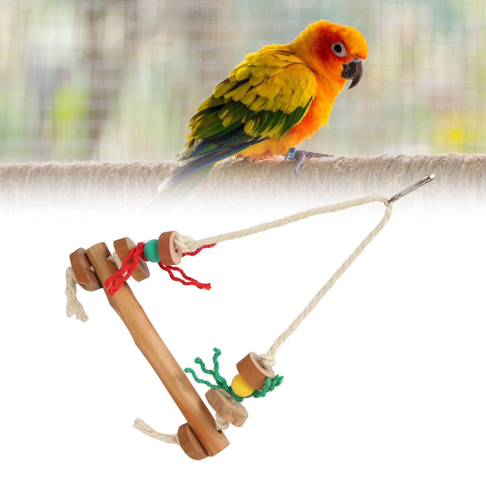 Bird Rope Swing Toy Parrot Hanging Toy Safe Multifunctional Bird Toy For Chewing Biting Climbing