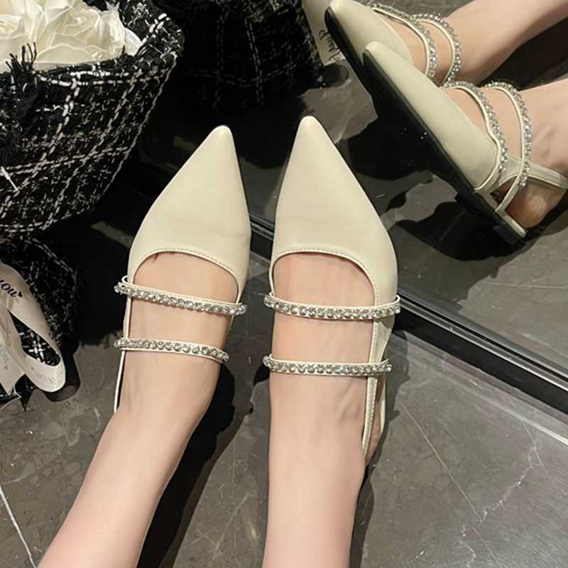2025 new Rhies Fashion Pointed Toe Ladies Flats Female Casual Sgback Sandals Women Flat With Shoes Slides ac77