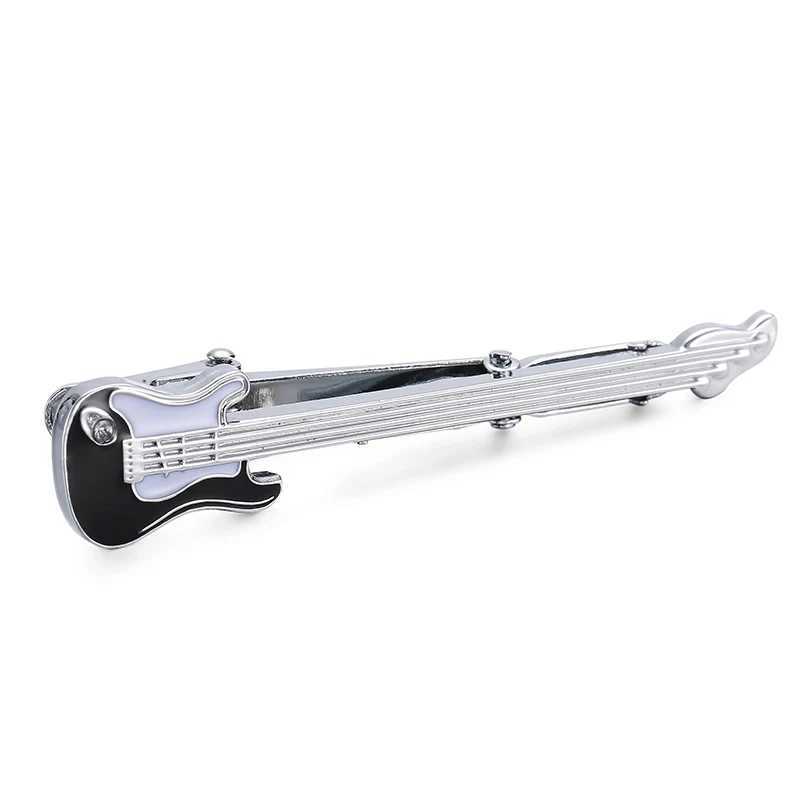 High quality mens and womens tie clips metal classic Black and white guitar clips business shirt accessories jewelry giftsX240914