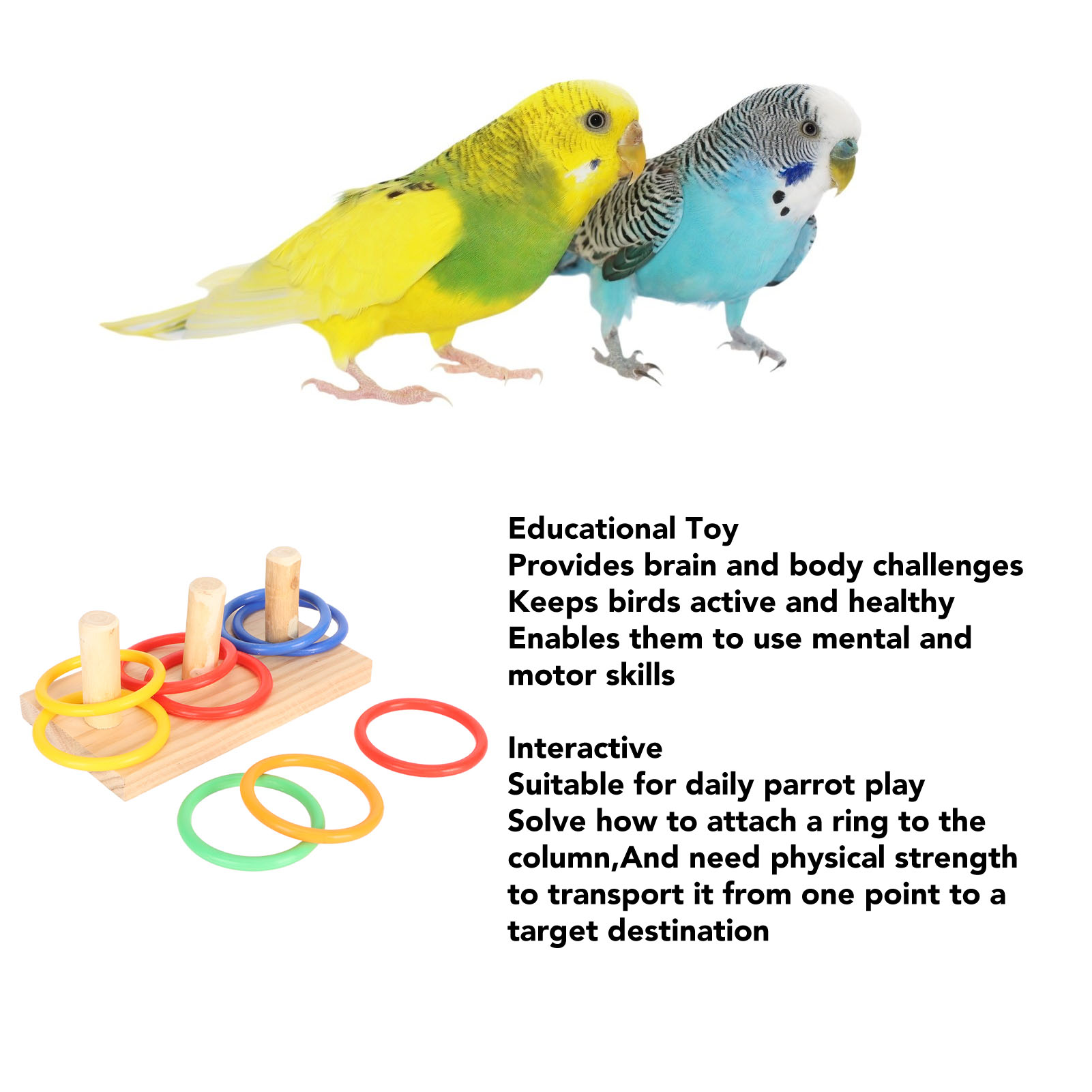 Bird Ring Toy Colorful Interactive Chewing Training Parrot Tabletop Puzzle Toy For Lovebird Cockatiel