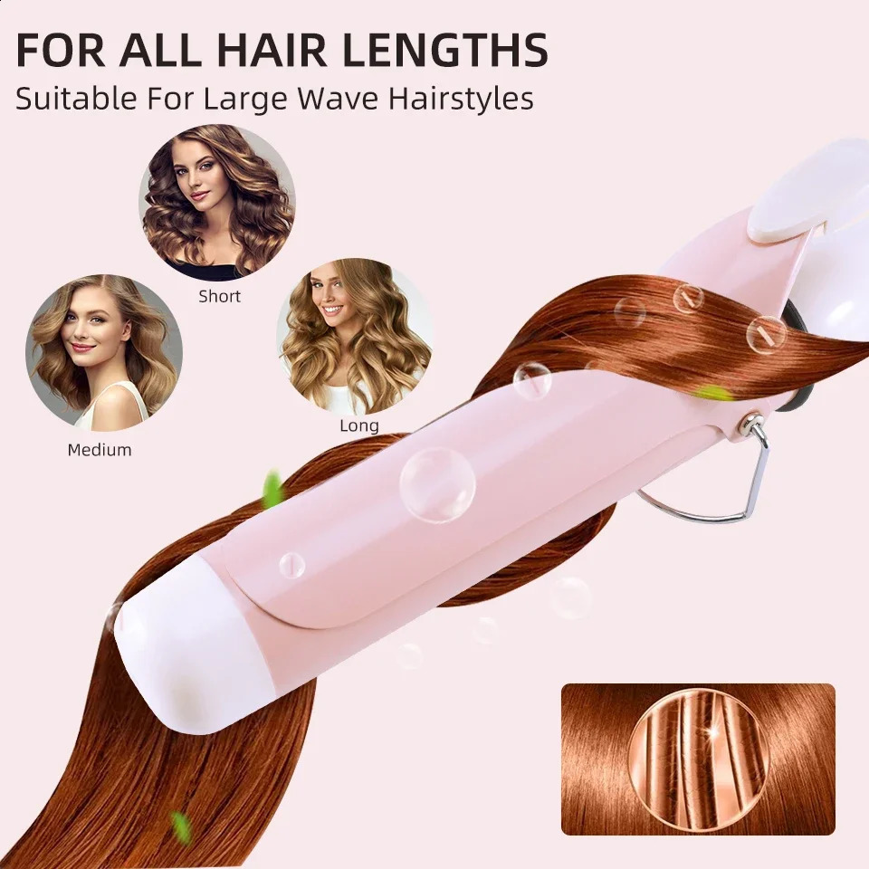 40mm Hair Curler Water Wave Curl Machine Ceramic Fast Heating Curling Iron LCD Display Rotating Roller Rotary Styling Tool 240905