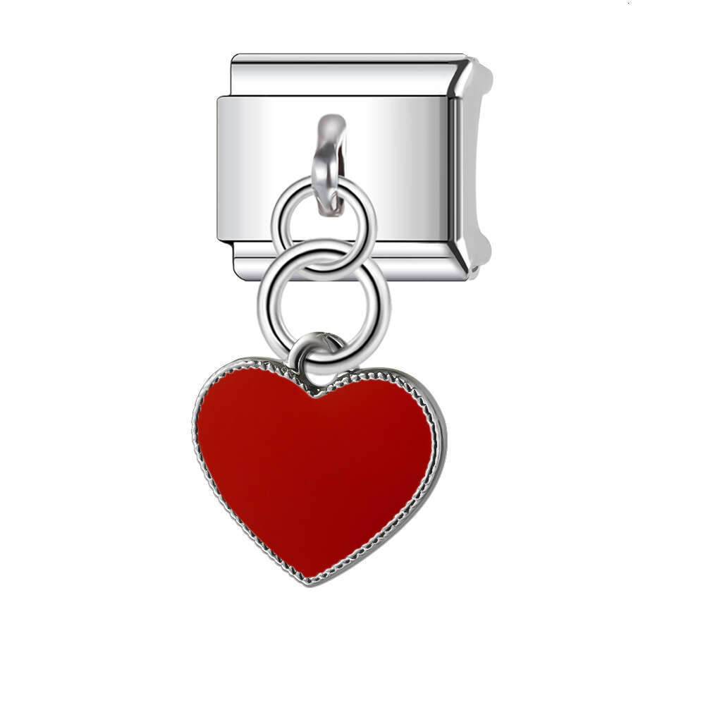 New Women's Gift heart pendant Italian Charms Links Bangle Beads Fit 9mm Stainless Steel Bracelet Making DIY For Women Fashion Jewelry