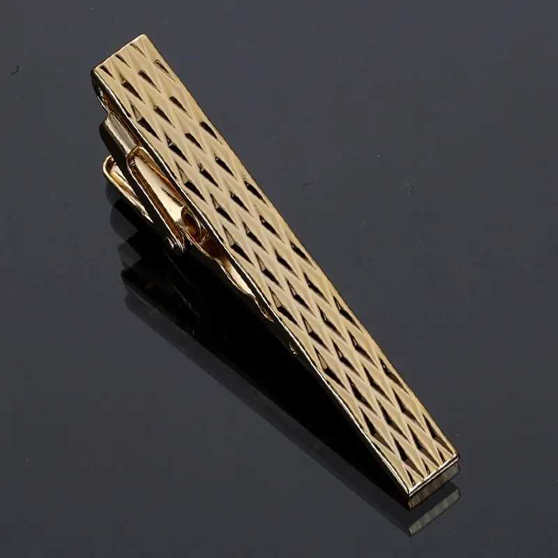 4.5CM Mens Simple Short Gold-color Tie Clip Fashion Pattern Crystal Copper Collar Clips Business Suit Jewelry AccessoriesX240914