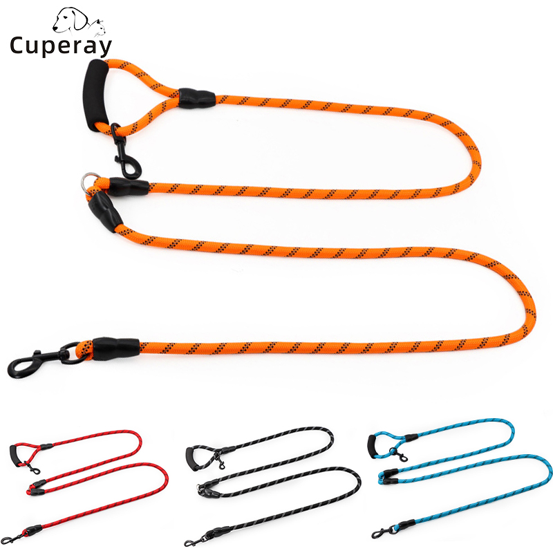 Nylon Double Lock Multifunctional Leash,240cm One for Two Reflective Crossbody Running Dog Leash for Running and Walking The Dog