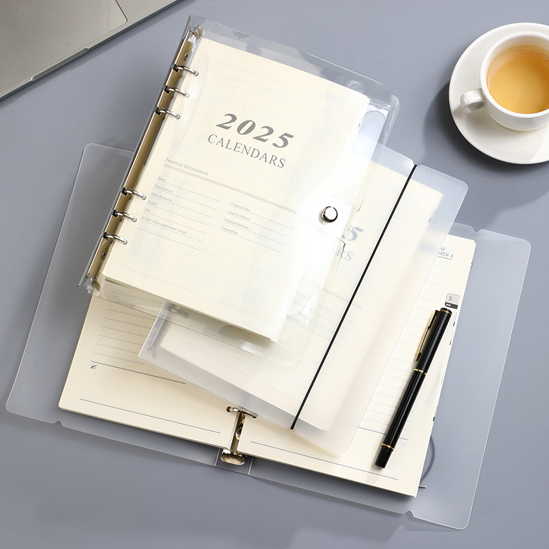 2025 calendar loose-leaf book, imitation leather cover multi-functional plan book