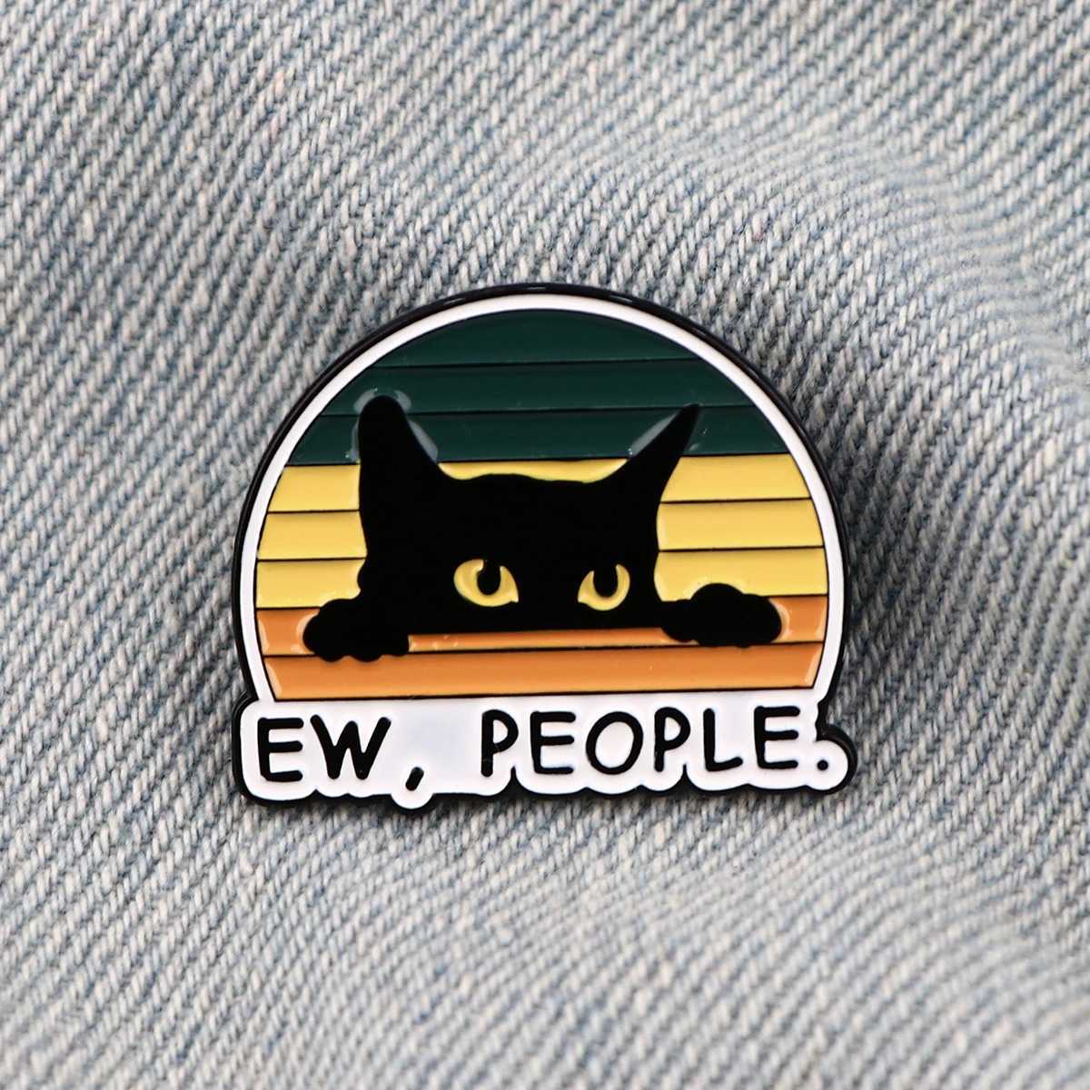 EwPeople Funny Black Cat Enamel Pin Brooches For Women Lapel Pins Badge on Backpack Costume Accessories Jewelry Vintage GiftX240914