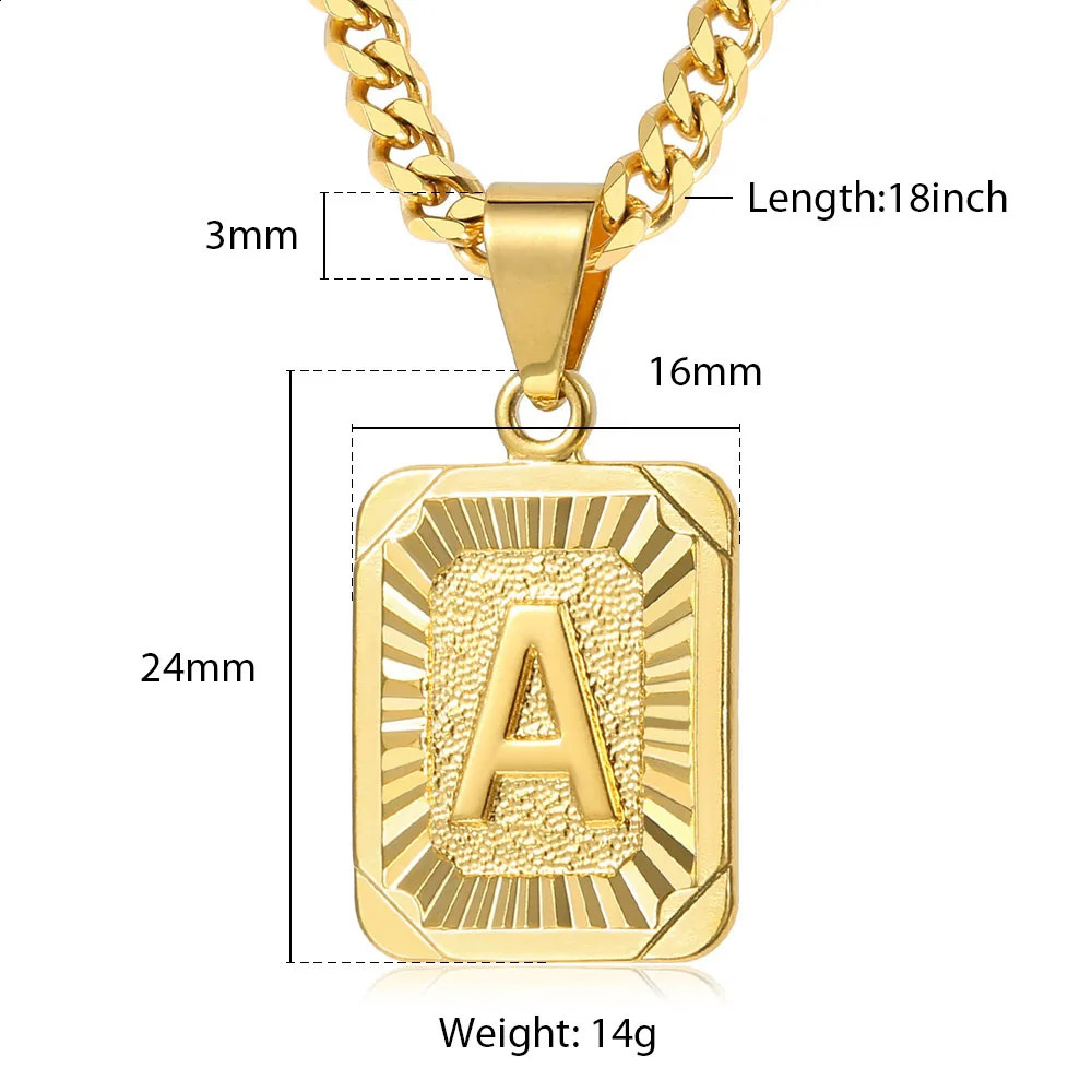 AZ pendant letter necklace womens stainless steel curly Cuban chain wholesale direct jewelry US inventory 18 inch DGP62 240912
