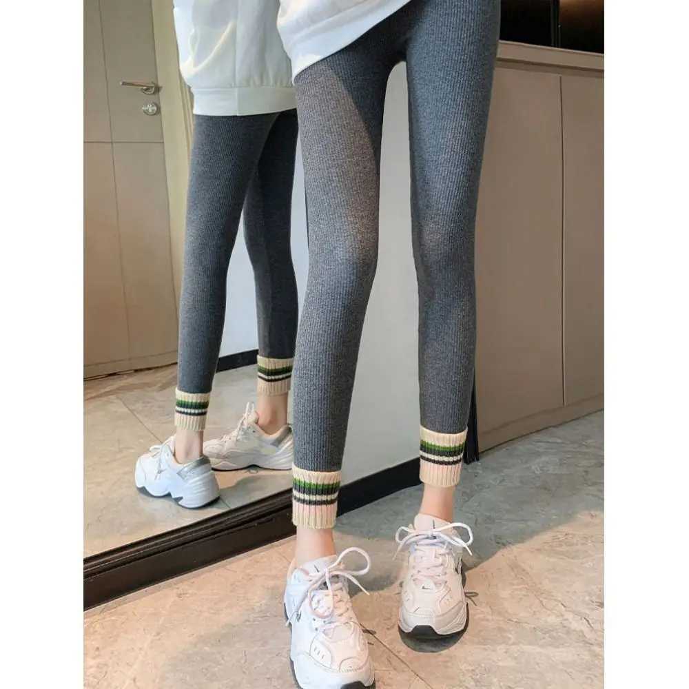 Fashion Threaded Women Leggings Autumn Winter Slim Fit Underpants Thickened Warm Fleece PantsX240914