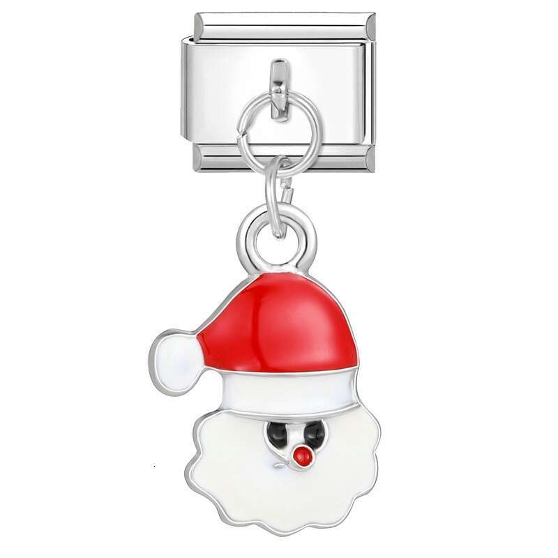 New Women's Gift Christmas hat Snowman Santa Claus Pendant Italian Charms Links Bangle Beads Fit 9mm Stainless Steel Bracelet Making DIY For Wome