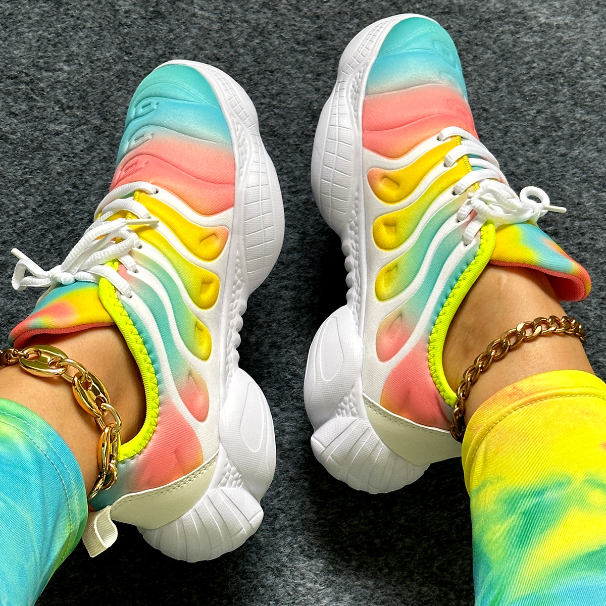 New Candy Color Men Transparent Bottom Sneakers Running Shoes Women Hiking Shoes Couple Autumn Rainbow Sports Shoes wholesale