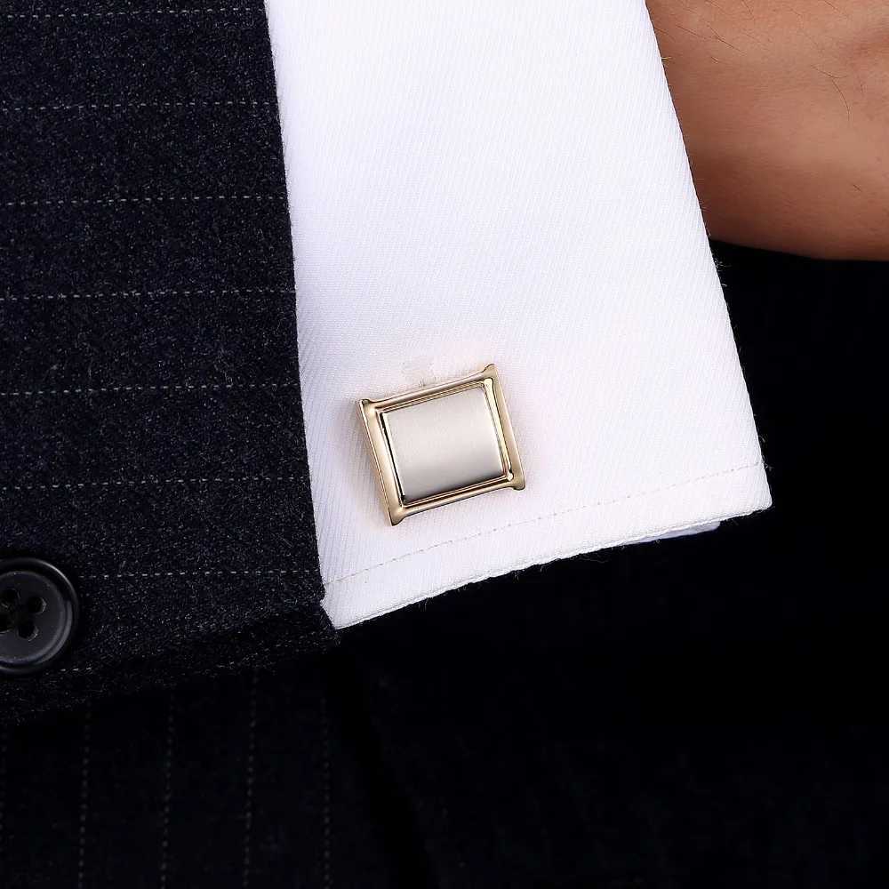 High Quality Cufflinks For Mens Luxury Tie Clip Set Golden High Quality Simple Shirt Buttons Wedding Groom Jewelry AccessoriesX240914