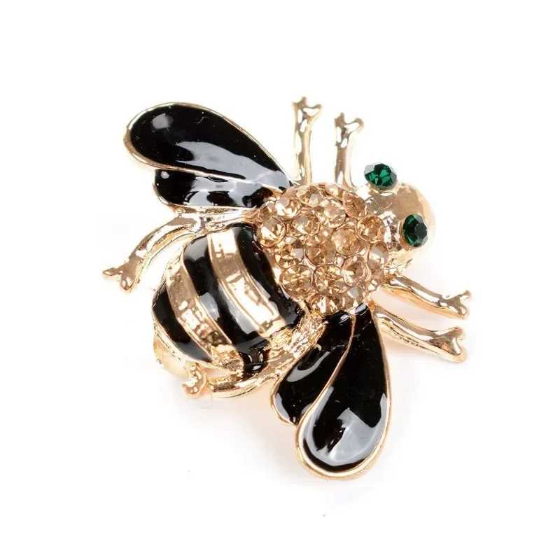 High Quality Shiny Bee Broochs for Women New Charm Black Enamel Crystal Zircon Pins for Backpacks Suit Party Jewelry AccessoriesX240914