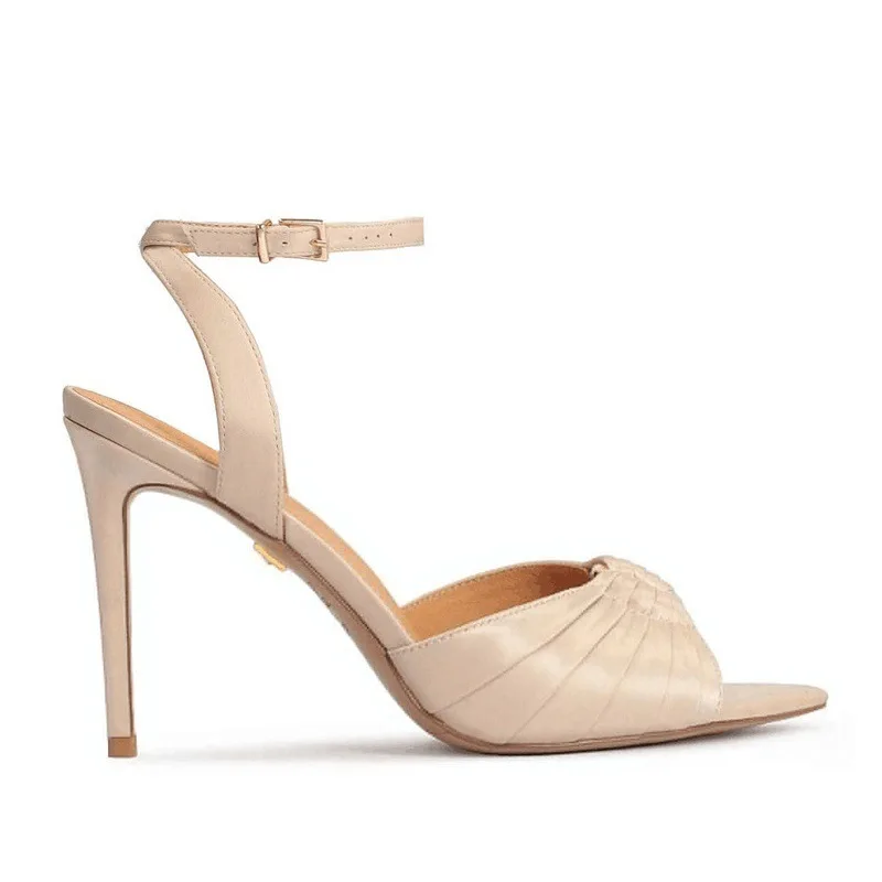 Brand Fashion Fish Mouth Metal Ring Fine Heel Sandals European American Ankle Strap Banquet Simple High-heeled Shoes Size 34-45