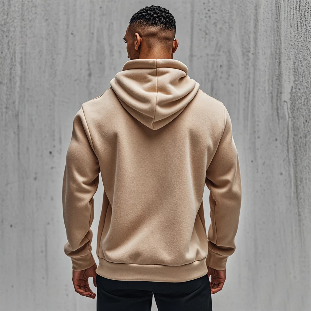 mens solid color casual sports hoodie multi pocket comfortable sportswear autumn and winter outdoor 240911